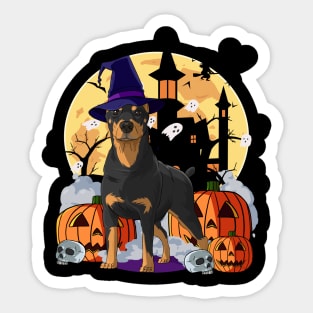 Doberman Pinscher Halloween Pumpkin Witch Sticker